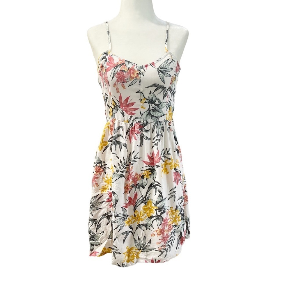 H&M Women's Adjustable Spaghetti Strap Cami Dress Floral Print Sleeveless Sz 2